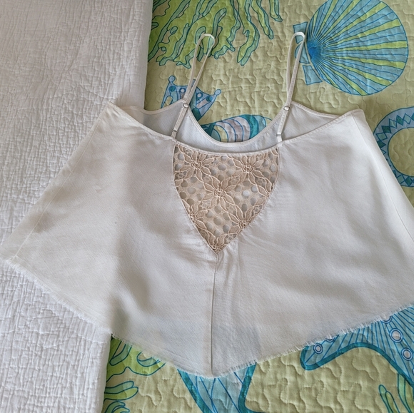 Free People crop tops. 3 - red, ecru, denim - Picture 5 of 10